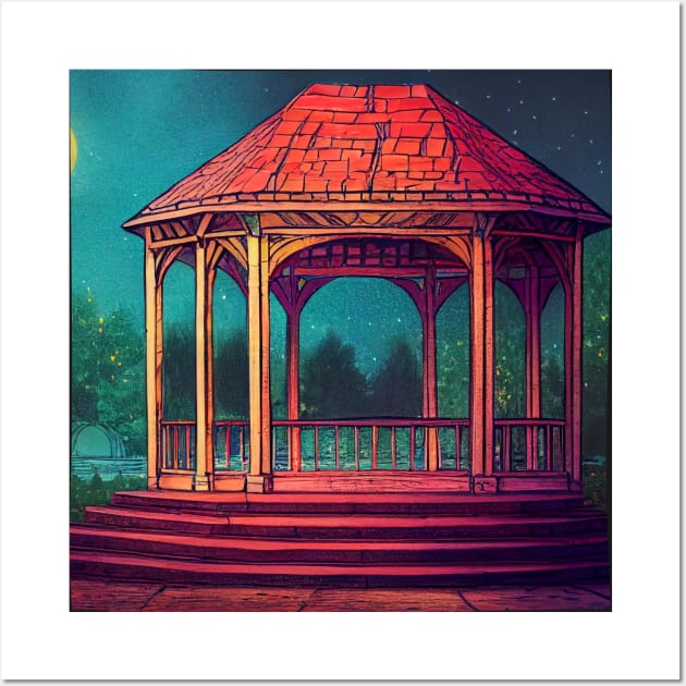 The Gazebo at Night Wall Art by Fenay-Designs